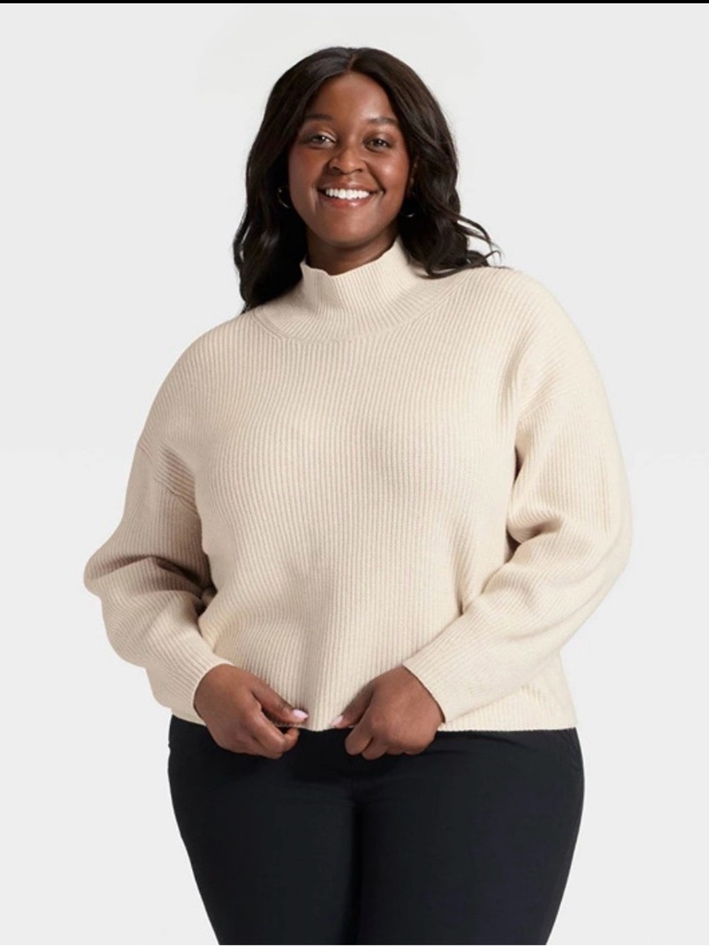 NWT Women's Funnel Pullover Sweater - A New Day Oatmeal 3x Fall Cozy